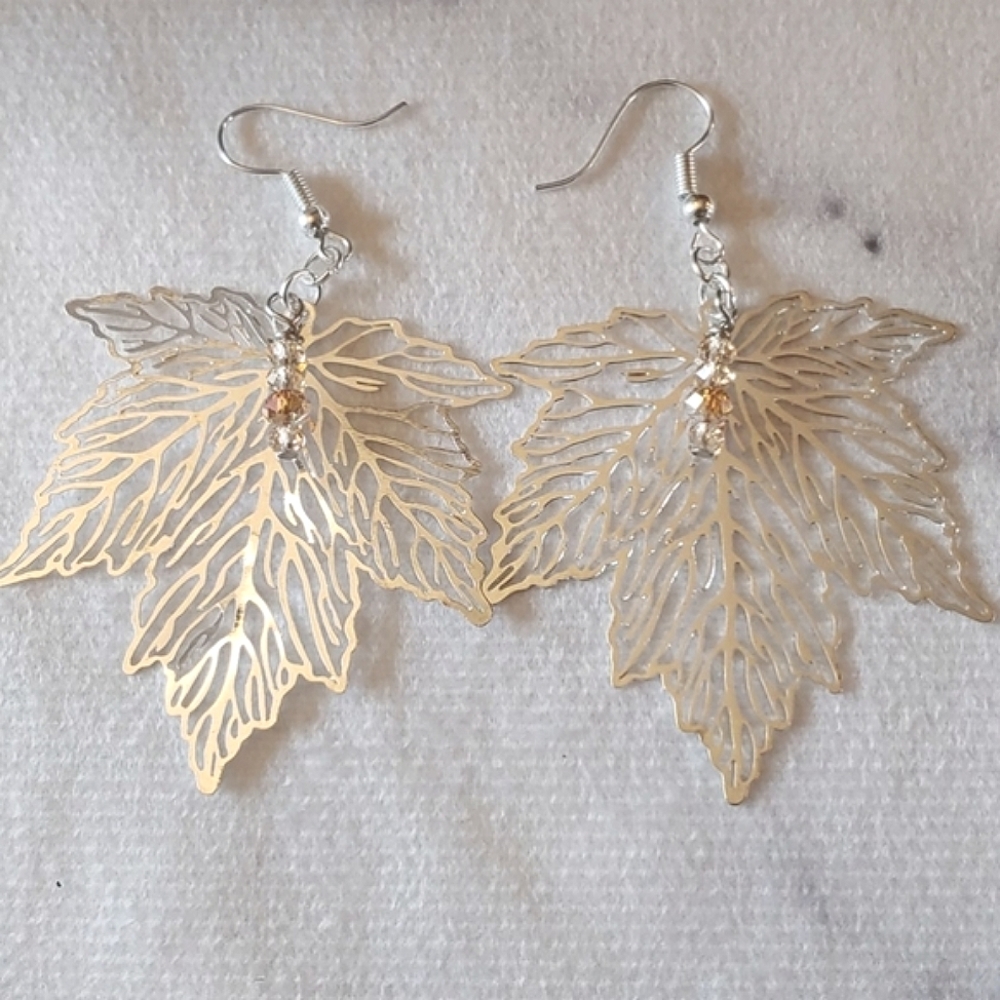 Silver Maple Leaf Earrings